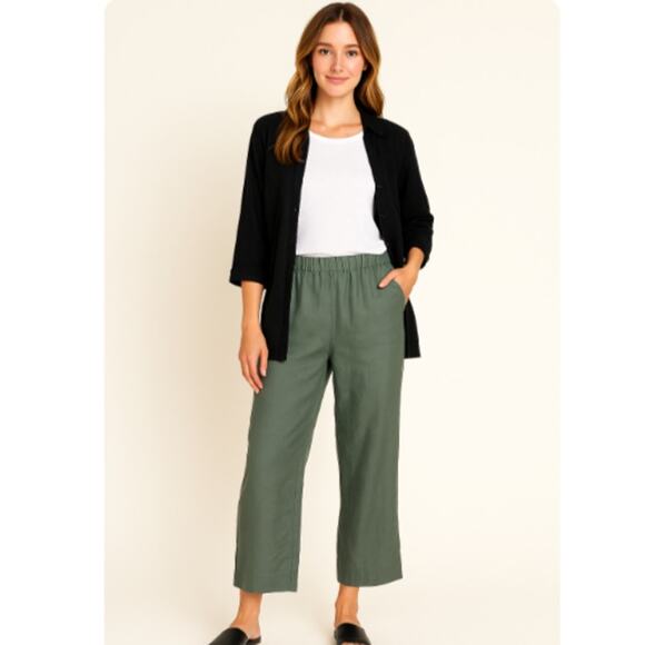 Niche Nilgun Derman SZ L Linen Blend Pull On Trousers Lagenlook - Picture 1 of 8
